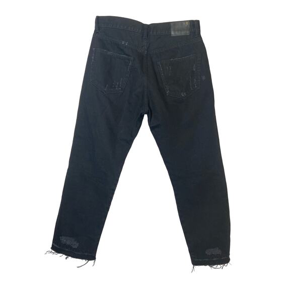 R13 Sequin Boyfriend Jeans Women's 26 Black Denim Distressed - Picture 10 of 14